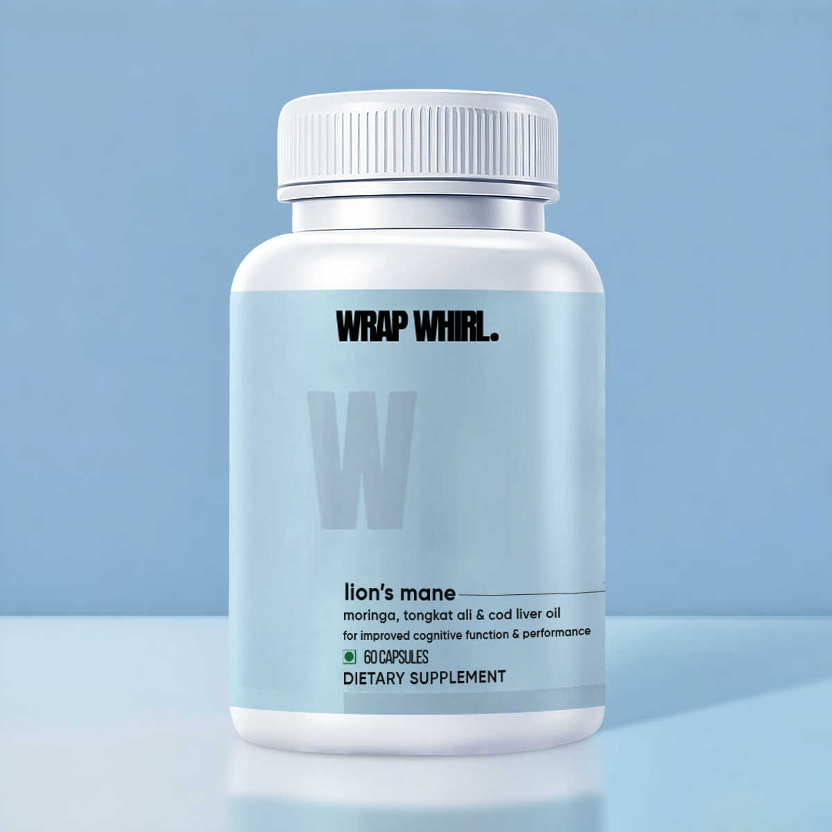 Wrap Whirl Pure Lion's Mane Caps: Desarrollado con Moringa, Tongkat Ali y aceite de hígado de bacalao (60 N)