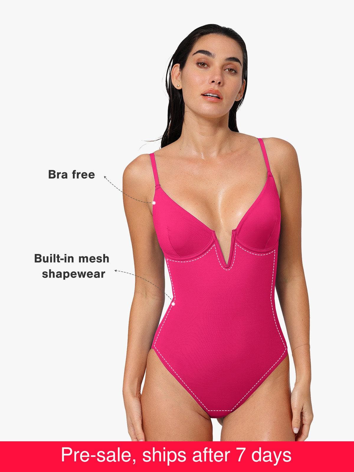 Shapewear Plunging V Slimming One-Piece Swimsuit